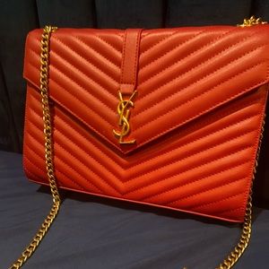 NEW YSL Red gold chain clutch purse! Beautiful!